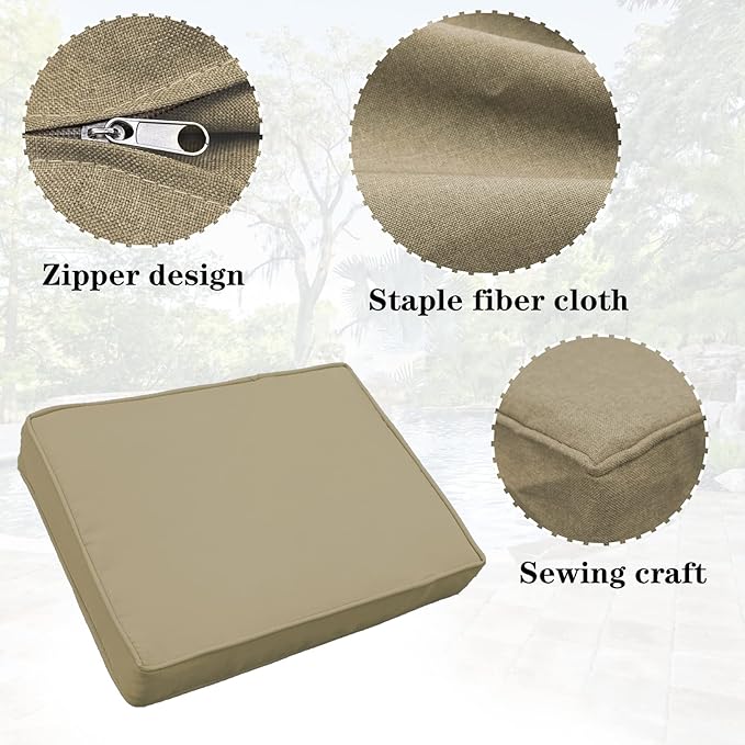 14Pieces Patio Cushion Covers Replacement Outdoor Couch Cushions Covers Splashproof Sofa Slipcovers Set with Zippers,Patio Furniture Protector Cover Only(Brown,25×25×3.15 inches)