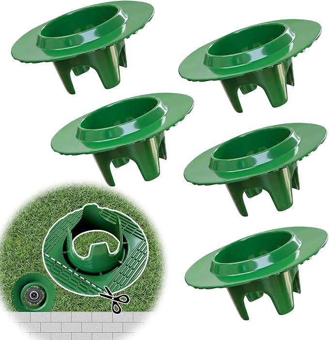 FREEKIT® 5Pack Sprinkler Head Protectors-Cuttable, Donut-Style Lawn Sprinkler Guard, ABS Plash Guard, Prevent Damage from Mower&Trimmer. Bottom Groove Pipe&Wires can Pass Through. 4 Legs Easy Position