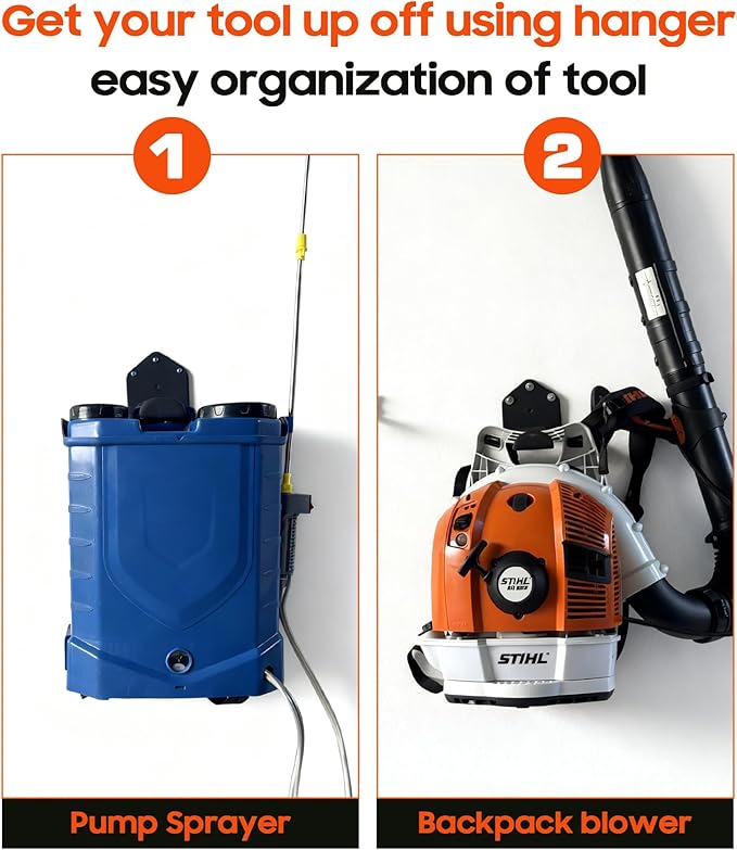 Pump Sprayer Holder, Backpack Blower Rack, 1 Pack Wall Mount Pressurized Garden Sprayer Hanger, Lawn Weed Sprayer Storage, Backpack Sprayer Oraganizer