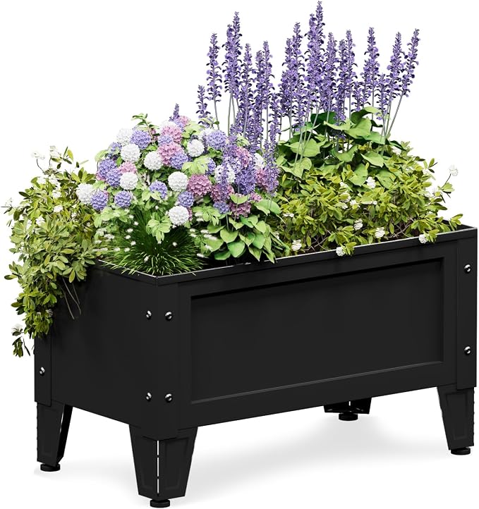 PROXRACER Elevated Metal Planter Box Stand Heavy Duty Raised Garden Bed for Vegetables Flowers Herbs Indoor Outdoor Use, Charcoal