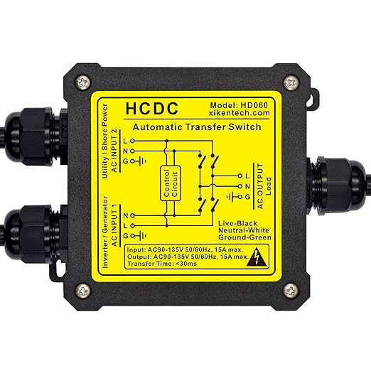 AC120V 15Amp Automatic Transfer Switch, ATS Auto Transfer Switch (NEMA 5-15P/R)