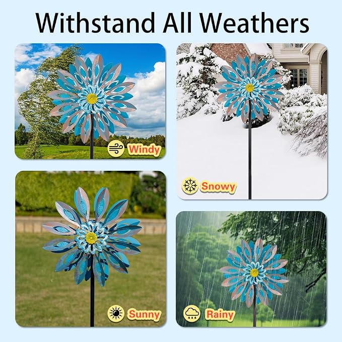 Viveta Wind Spinners,Large Outdoor Wind Sculpture, Metal Windmill | Double-Side, for Yard and Garden