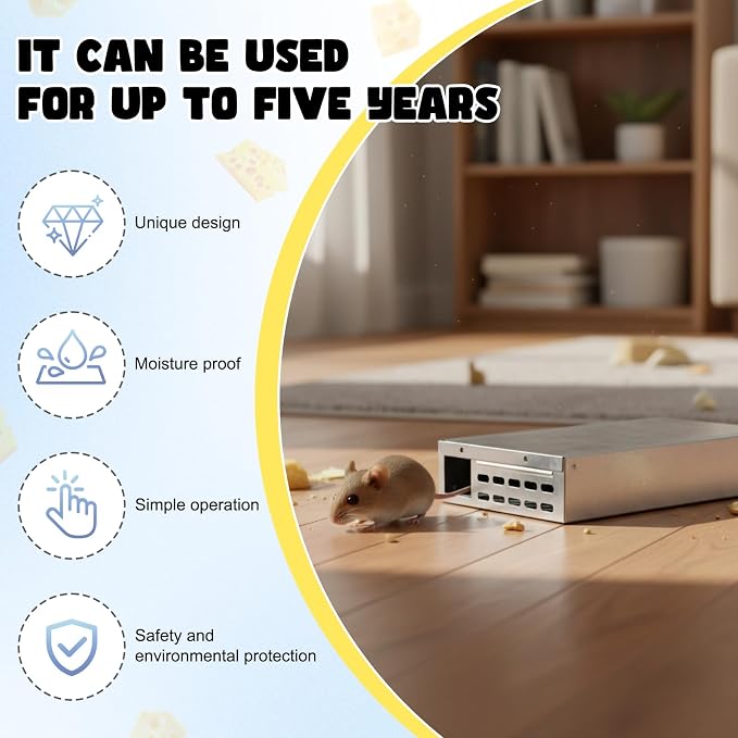 4 Packs Multi Catch Mouse Trap Invisible Mice Trap Rodent Humanized Silver Rat Traps for Indoor Outdoor Rat Control Pet and Security