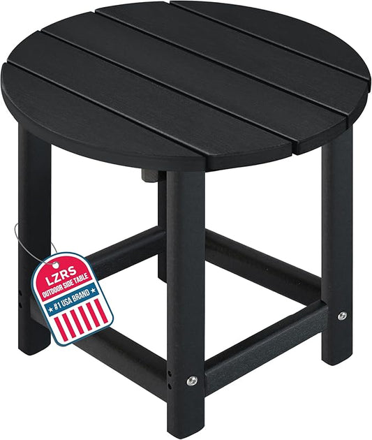 LZRS Adirondack Patio Side Table End Table, Outdoor Coffee Tables for Patio, Backyard,Pool, Indoor Companion, Easy Maintenance & Weather Resistant(Black)