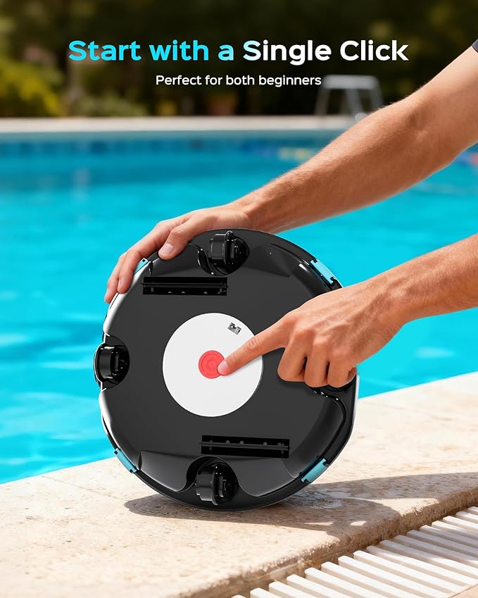 (2026 Upgrade) Cordless Robotic Pool Cleaner, Lasts 80 Min, Automatic Vacuum for Above-Ground Pools up to 650 Sq.ft,Portable, Self-Parking (Transparent Green)