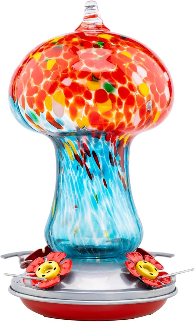 Muse Garden Gifts for Women Hummingbird Feeders for Outdoors Hanging Ant and Bee Proof, Blown Glass Hummingbird Feeder with Ant Moat, Christmas Gardening Gifts for Women Mom, 28OZ, Ocean Sunrise | Muse Garden Gifts for Women Hummingbird Feeders for Out...