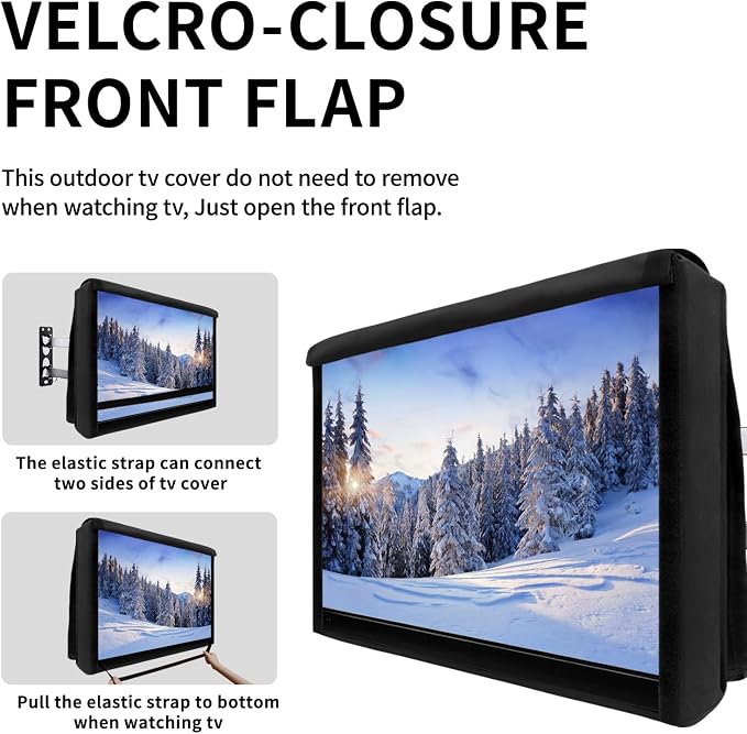 Easy-Going Outdoor TV Cover for 65 to 70 inch with Openable Front Flap for Watching TV, Convenient Use without Remove, Durable TV Cover with Free Cleaning Cloth