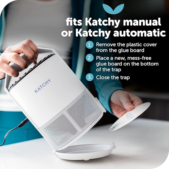 Katchy Original and Midnight Glue Board Refills (24 Pack) – Catcher & Killer for Mosquito, Gnat, Moth & Fruit Fly – Indoor Flying Insect Trap Glue Board Refills – Non-Zapper Traps for Buzz-Free Home