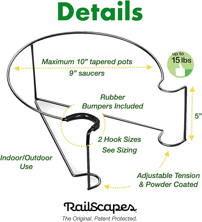 Bloem Railscapes Floating Railing Plant Clip for 1/2" - 3/4” Narrow Spindles
