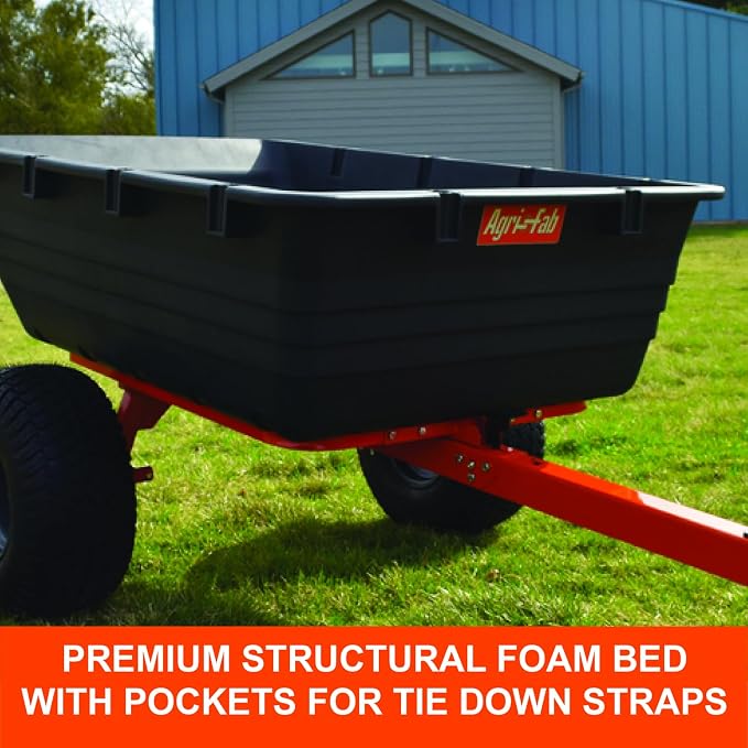 Agri-Fab Tow Behind Poly Dump Swivel Cart for ATV, UTV and Riding Lawn Mowers, 1000 lb Capacity, 17 Cu Ft Utility Trailer