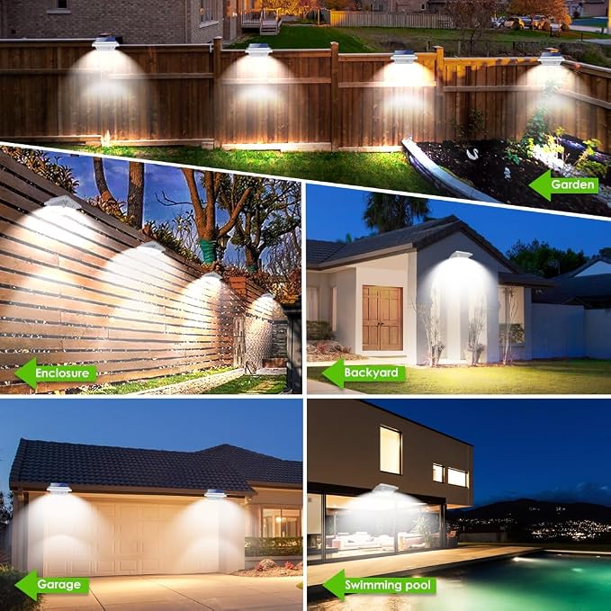 Solar Gutter Lights Outdoor, 40 LEDs Bright Solar Powered led Fence Light Deck Lights Waterproof for Wall, Deck, Fence, Stair, Step and Yard (White Shell, 6Pack, Cool White)