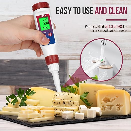 Smart pH Meter for Food, GIDIGI Digital Food pH Tester, Accurate Canning pH Test Kits with ATC, Professional Fermenting pH Test Pen, Spear pH Probe for Bread Cheese Sushi Rice Sourdough Sauce Meat