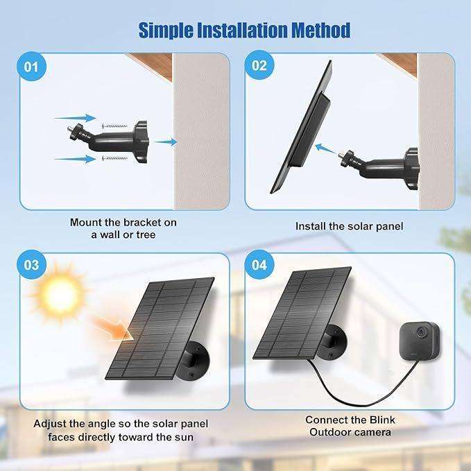 Blink Solar Panel with 4000mAh Battery 13ft Cable Rubber Plug and IP65 Waterproof,Solar USB C Charger Batteries for Blink Outdoor 4(4th Gen/3rd Gen/XT/XT2) Camera