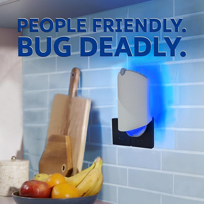 Flying Insect Trap (1 Stater & 3 Refill Cartridges), UV Light Indoor Bug Catcher for Gnats, Fruit Flies, Mosquitoes, and Moths, Plug-in Fly Trap for Home, Kitchen, Living Room
