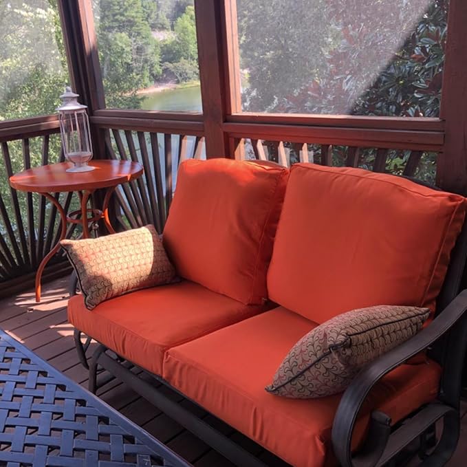 FLYMEI Patio Cushion Covers 22x22x3 Waterproof Outdoor Cushion Cover Replacement 2Packs Outdoor Seat Cushion Slipcover for Rattan Chair Sofa, Spice