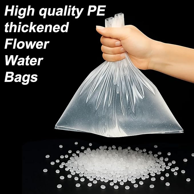 100pcs Clear Flower Water Bags for Bouquets,with 20pcs Flower Hydration Cotton Sturdy Bouquet Water Retaining Bag 11.8x11.8 Inch,for Flower Arrangement Fresh Cut Flower Bouquets Wrapping Paper Rose