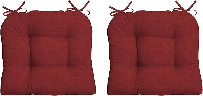 Arden Indoor/Outdoor Rocking Chair Or Wicker Chair Cushion, 2-Pack, 20 x 18, Water Repellent, Rain Proof, Fade Resistant Cushion for Rocking Or Rounded Back Chair Ruby Red Leala