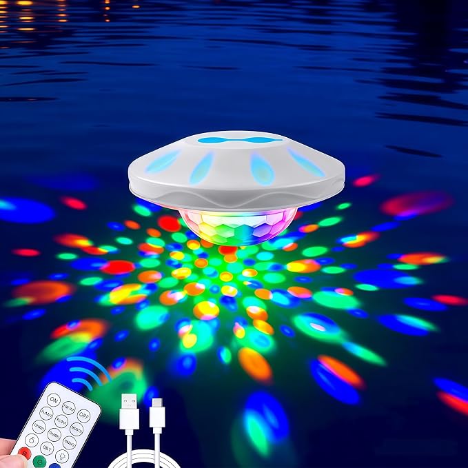 Godferyxin Floating Pool Lights for Night Party, 1 Pack 4000mAh Color-Changing LED Pool Floats, Waterproof Lanterns for Swimming Pool, Pond, or Backyard Decoration