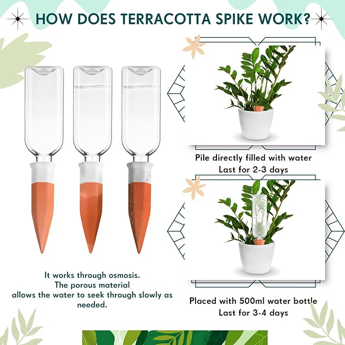 Ziliny Plant Watering Devices Include Terracotta Watering Spikes 17 oz Plastic Automatic Plant Waterer Clear Wine Bottle for Indoor Outdoor Garden(20 Pcs)