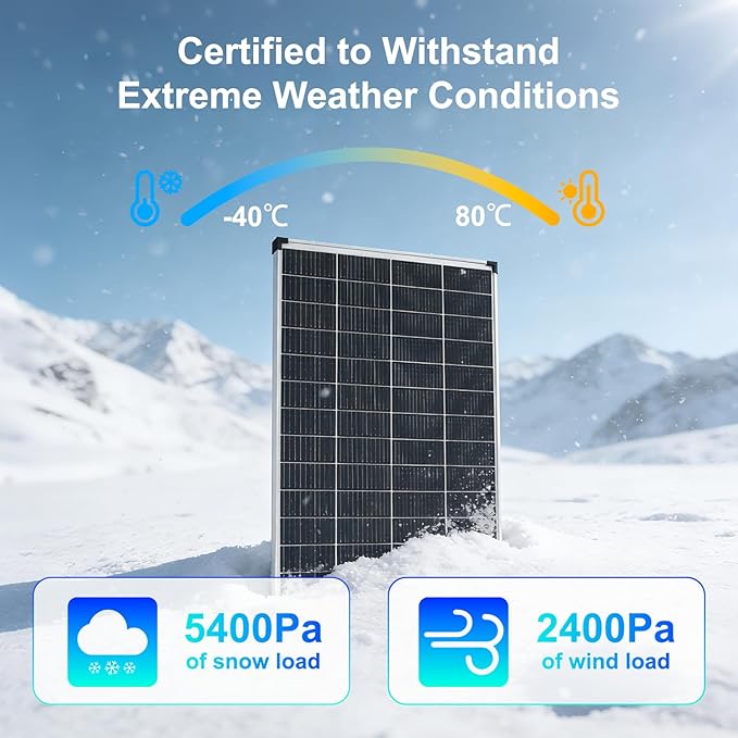 Solar Panels N-Type 16BB 200W Solar Panel, 200 Watt Solar Panel 18V A+ Monocrystalline Cell 25% High Efficiency, for RV Van Marine Home Rooftop Off-Grid Systems (52.4" x 30.1", Single Silver)