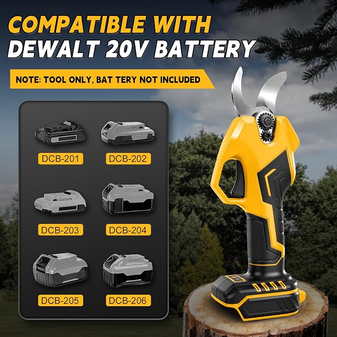 Cordless Pruning Shears for Dewalt 20V Battery, Brushless Pruner with 0.6" / 1.2" Cutting Diameter, LCD Display, SK5 Blades, Electric Pruning Shears for Gardening Tree Pruning (NO Battery)