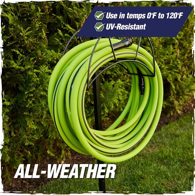 RUGGED RHINO Heavy Duty Garden Hose 75ft x 5/8in, Anti-Kink and Leakproof, Durable 4-Layer Construction, 500 PSI Burst, All Weather Outdoor Watering for Lawn, Garden, Flowers, Green and Black