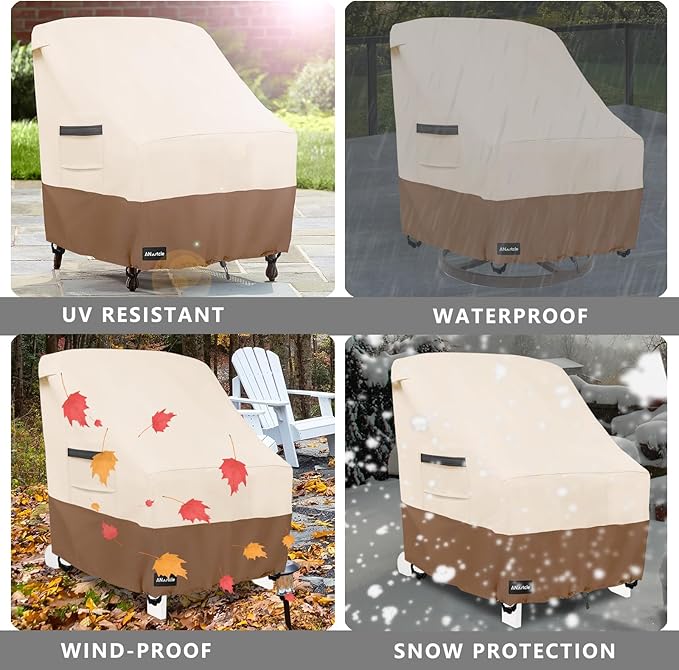 ANartcle Outdoor Swivel Lounge Chair Cover 2 Pack,Waterproof Heavy Duty Lawn Patio Chair Covers,Patio Swivel Chair Covers for Outdoor Furniture (33 W x 35 D x 38.5 H inches) Beige&Brown