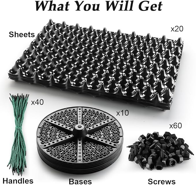 RooTrimmer 5 Gallon Air Pruning Containers, Roots Control Planter New Plastic Nursery Pots Fruit Vegetable Orchard Garden Self-Planting Pots, Size 12"x12", Black, (10P)
