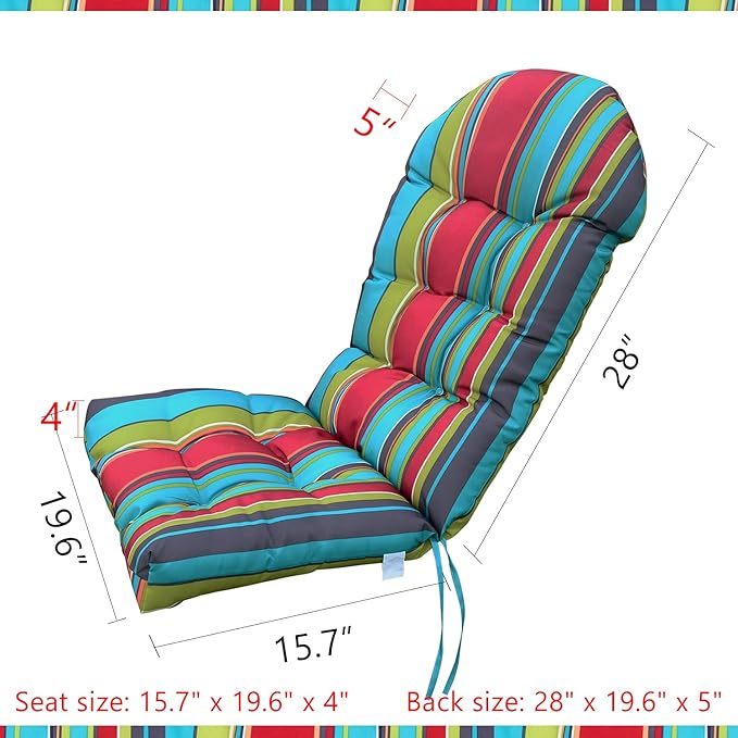 Enipate Weather Resistant Adirondack Chair Cushions High Back Indoor Outdoor Patio Tufted Lounge Cushion Seat Pads