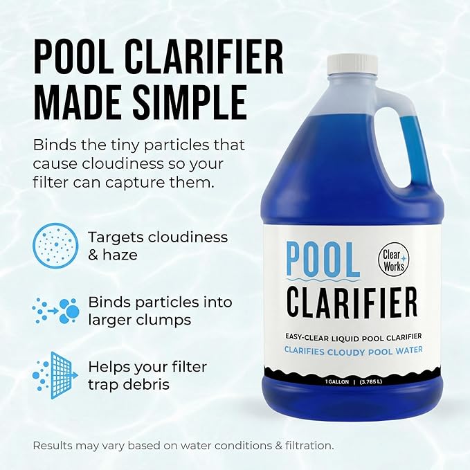 Pool Clarifier, Water Clarifier for Pool, Pool Water Clarifier for Above Ground & Inground Pools, 1 Gallon (128 fl oz), Clears Cloudy Pool Water, Chlorine & Saltwater Compatible