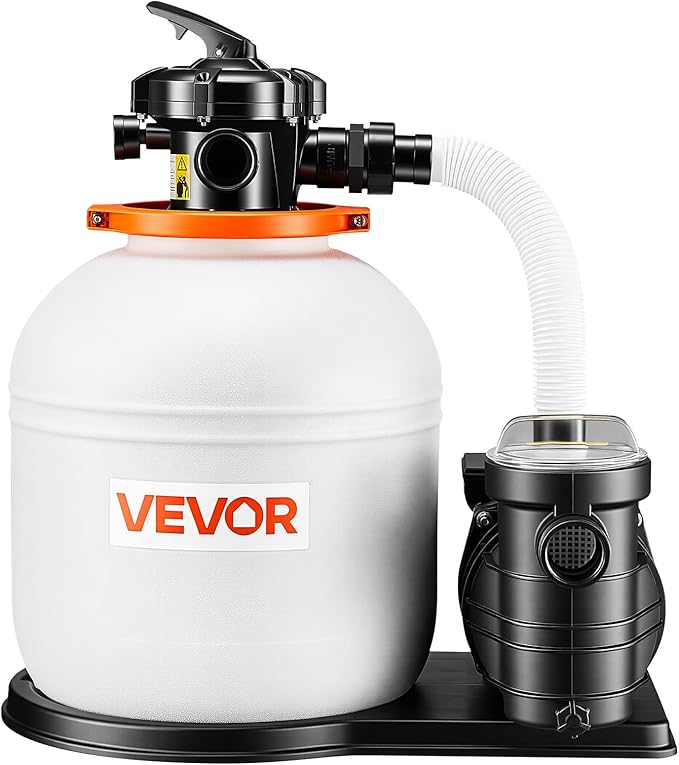 VEVOR 16 in Sand Filter Pump for Above Ground Pool, 0.75 HP 4400 GPH, Swimming Pool Sand Filter Pump with Pre-Assembled Core & Leak-Resistant Design, 6-Way Valve, High-Efficiency Filtration for Pools