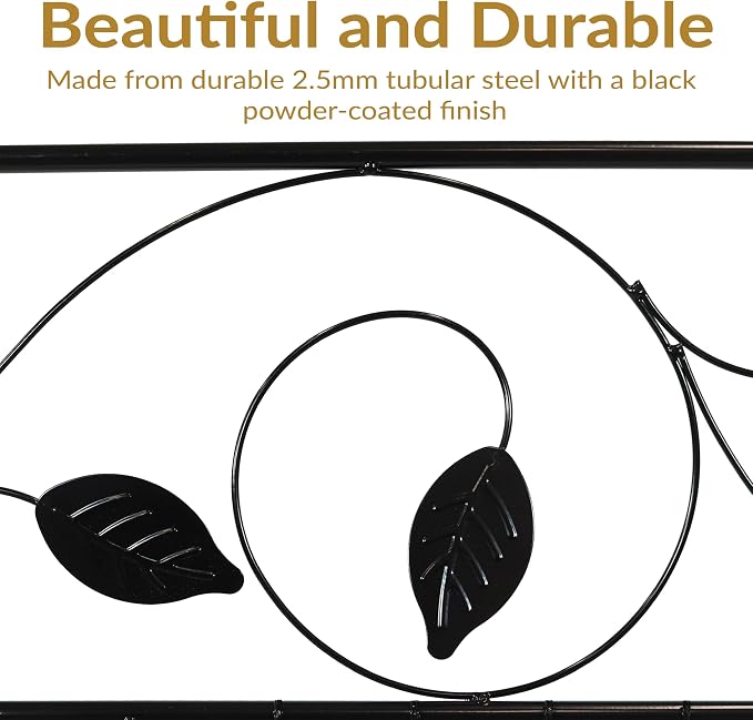 Sunnydaze Winding Vines 10-Foot 4-Piece Steel Decorative Garden Fence Panels - 30" W x 36" H Per Panel - Black
