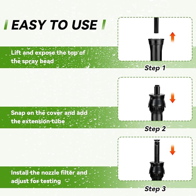 1.5" Pop-Up Sprinkler Riser Extension - 12 Pcs Stackable Irrigation Adapter Enhanced Sprinkler Riser Height & Precision for Pop-Up Sprinkler Alignment - Lawn Sprinkler Riser Extension Component