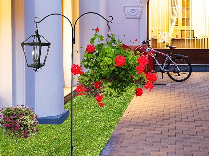 AshmanOnline Ashman Black Shepherd Hook 65 Inch Variations, 12MM Thick, Super Strong, Rust Resistant Steel Hook Ideal to use for Hanging Plant Basket, Solar Light, Bird Feeder and More. (4 Pack)