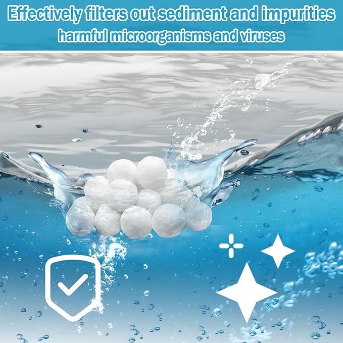 ZeeDix 1.6 lbs Pool Filter Balls for Sand Filter Pump, New Upgrade Efficient Swimming Pool Filter Sand Alternative(Equals 50 lbs Pool Filter Sand), Reusable Eco-Friendly Fiber Filter Media Balls