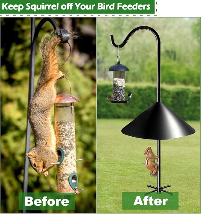 19 Inch PP Squirrel Proof Baffle for Protecting Outside Pole Bird Feeders and Bird Houses, Pole Mount Raccoon and Squirrel Guard Stopper for Shepherd Hooks - Black, 2 Pack