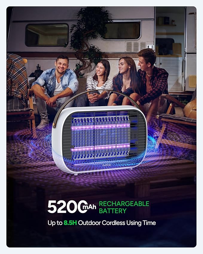 Buzbug LED Bug Zapper Indoor Outdoor, Rechargeable 5200mAh, Dual Band Attraction, 50000H Long-Life LED Bulbs, Portable Mosquito Zapper, Fly Trap Mosquito Trap, Fly Killer Fly Zapper – MA015C
