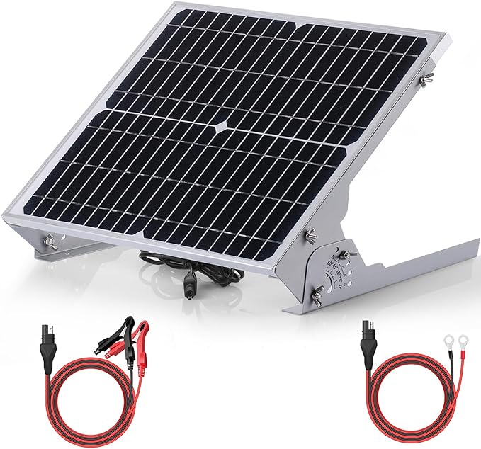 SUNER POWER 24V 20W Solar Battery Charger Maintainer, Built-in Ultra Smart MPPT Charge Controller, Waterproof 20 Watt Solar Panel Trickle Charging Kit for 24Volt AGM, Lead-Acid, Lifepo4 Battery