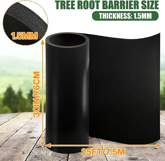 Tree Root Barrier 24in x 20ft x 60mil Tree Root Barrier Heavy Duty Bamboo Barrier Protects Sidewalks Roads and Driveways