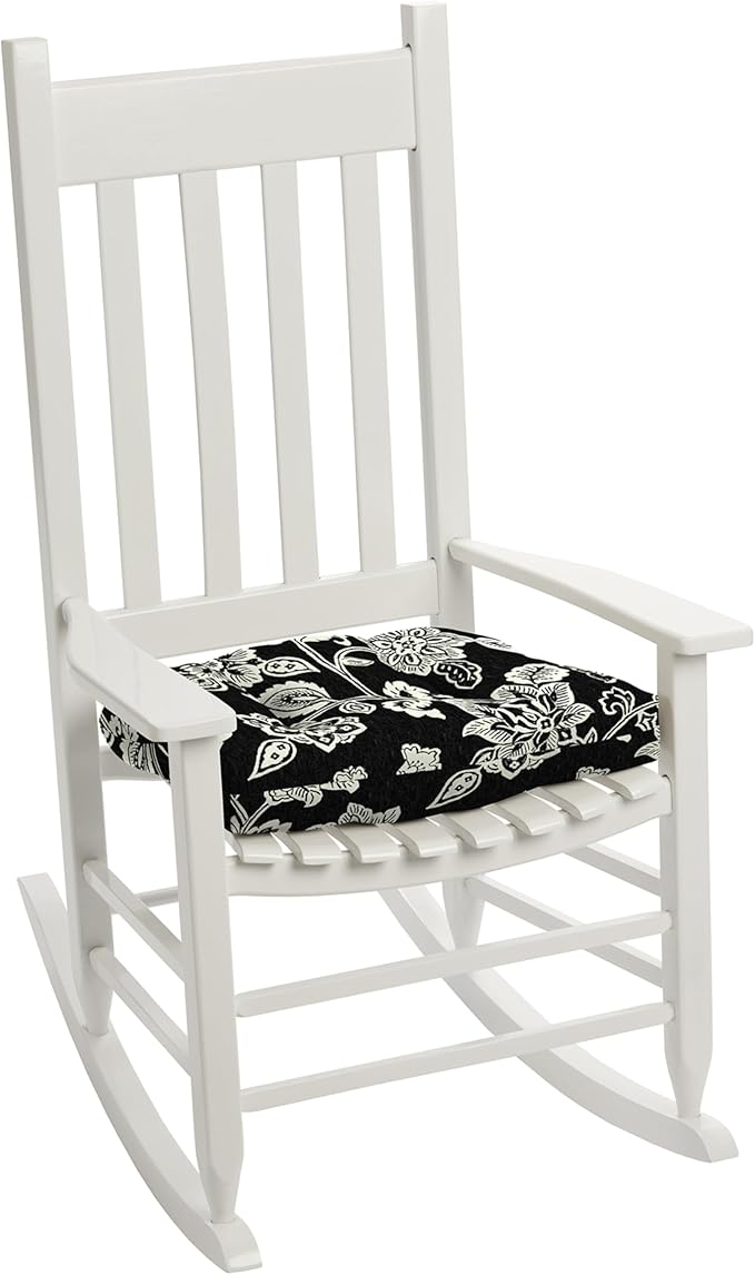 Arden Indoor/Outdoor Rocking Chair Or Wicker Chair Cushion, 2-Pack, 20 x 18, Water Repellent, Rain Proof, Fade Resistant Cushion for Rocking Or Rounded Back Chair Ashland Black Jacobean
