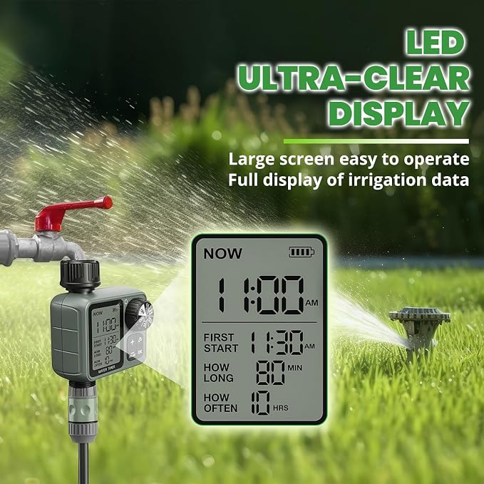 Water Timer for Garden Hose Sprinkler Timer with Rain Delay/Manual/Automatic Mode Hose Timers for Watering Drip Irrigation System for Lawn Yard Garden, Daily and Holiday Outings