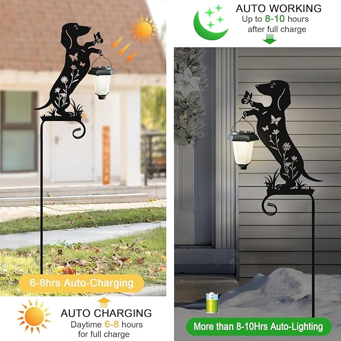 Dachshund Solar Lights Garden Stake,Dachshund Gifts Outside Decorations for Pathway,Yard,Garden Decor,Dog Solar Lights Outdoor