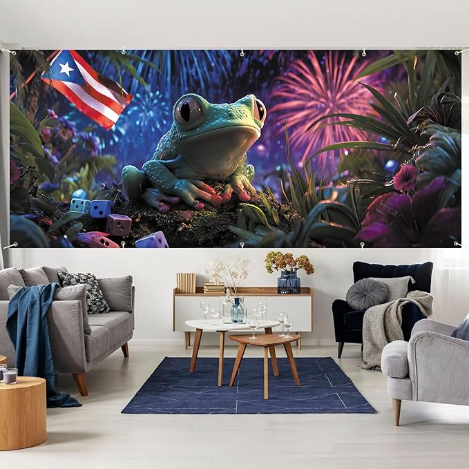 7 * 16FT Summer Puerto Rico Garage Door Cover Decorations Sunset Palm Trees Garage Door Banner for Outdoor Indoor Summer Party Photography Backdrop