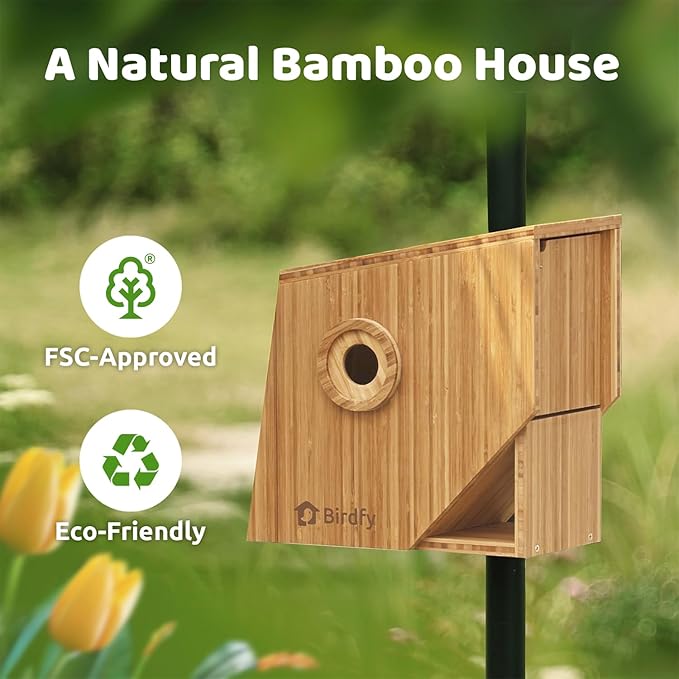 Birdfy Smart Bird House with Camera Lifetime AI Identify Auto-Record Nesting Stages & Alerts, Remote Control Night Vision Battery & Solar Outdoor-Ready, Gift for Nesting Watching Enthusiasts