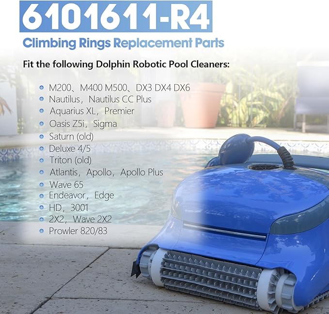 Pokin Pool Cleaner Accessories, The Climbing Ring Replacement 6101611-R4, Timing Track 9985006-R2 and 3884997-R6 Guide Wheels Pulley Gears Combo Kits for Maytronics Dolphin Nautilus cc Plus Parts