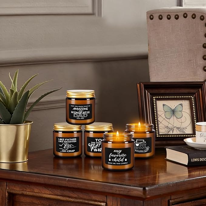 Gift for Dad, 12-Pack 3.5 oz Scented Candles – Fathers Day Christmas Birthday Gifts from Daughter Son, Soy Wax Candles with Heartfelt Messages, Smokeless Long-Lasting for Papa Husband Grandpa