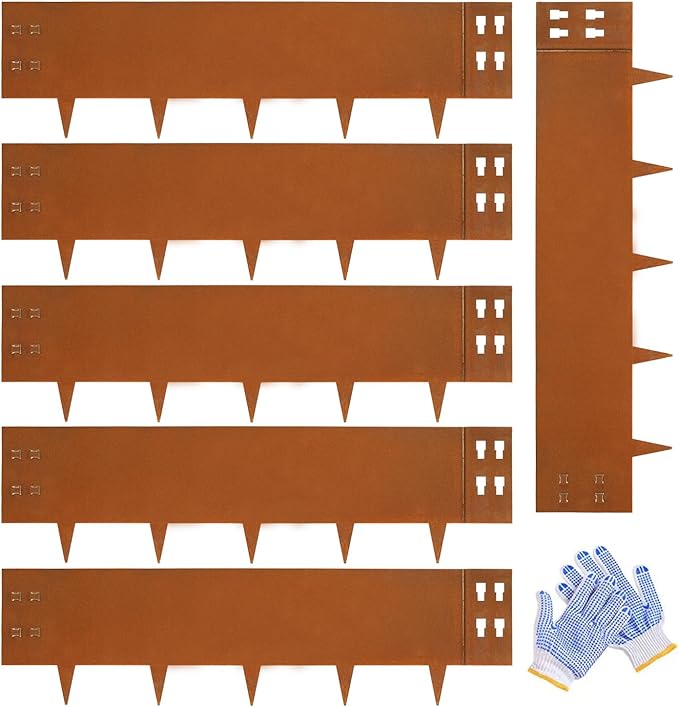 Corten Steel Edging Corten Steel Landscaping Edging 12" H x 40" L Metal Garden Edging Landscape Edging Metal Border Edge Rusted for Yard Lawn Outdoor Flower Plant 6 pcs by GZGNEEVL