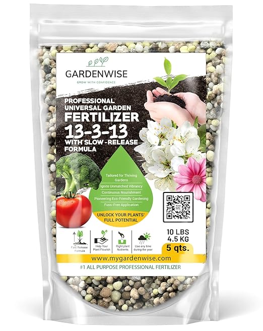 Gardenwise Professional Universal Garden Fertilizer 13-3-13 with Slow-Release Formula (10 QUARTS)