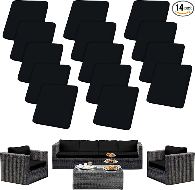Outdoor Cushion Covers Set,14PCS Patio Furniture Couch Seat Slipcovers, Replacement for Sofa Sectional Chair(Cover，Only)