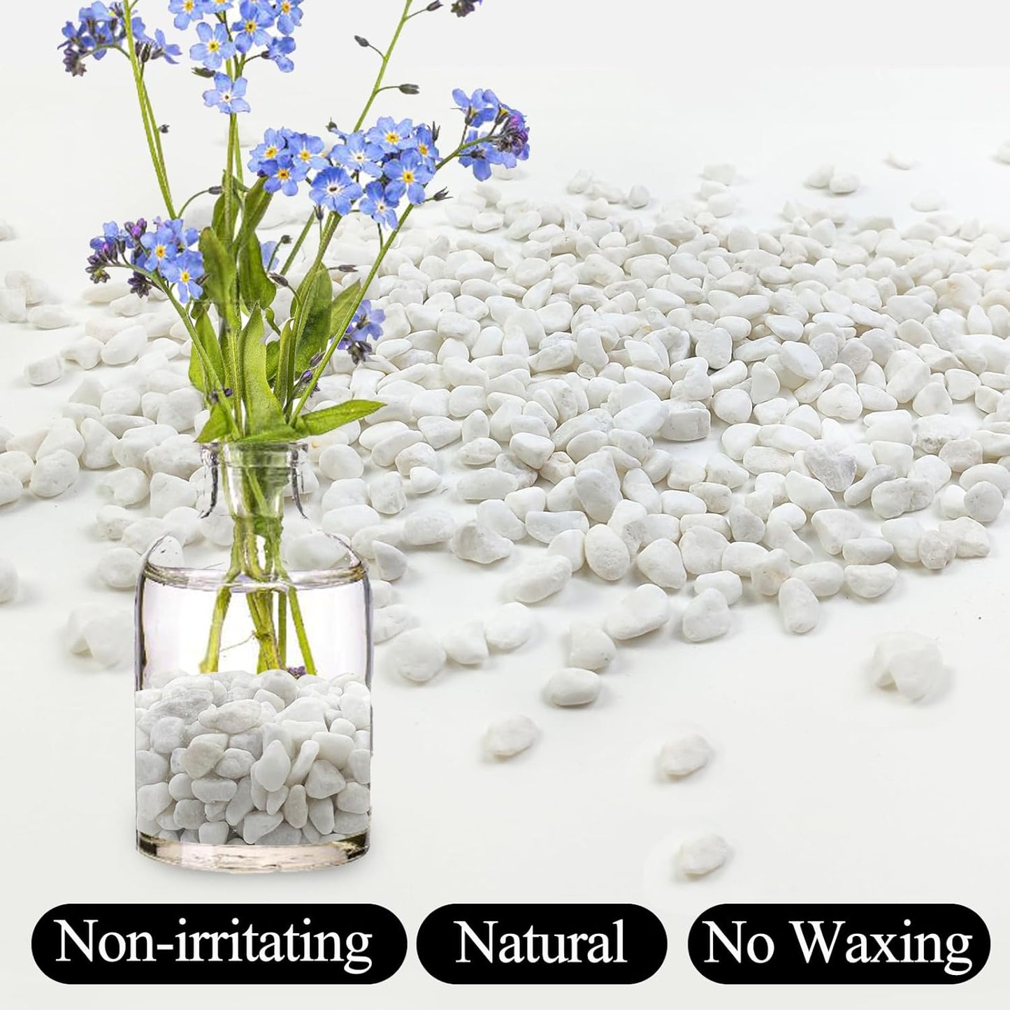 10lbs White Pebbles for Landscaping, 3/8inch Small Rocks for Succulent Cactus Planters, Natural Polished Pebbles, River Rocks for Plants, Vases, Garden